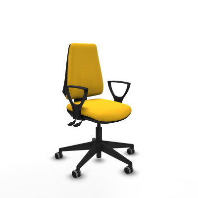 Elche AS similpiel amarillo brazos fijos base piramidal ruedas engomadas 65mm