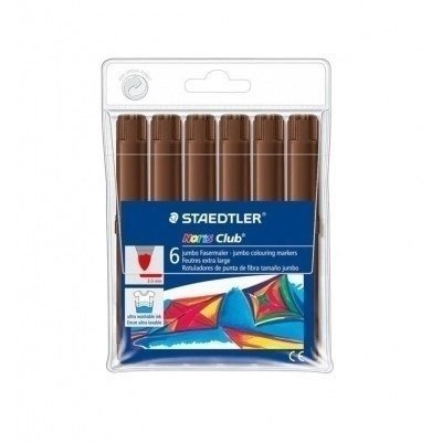 Staedtler Noris Watercolour 340 Pack de 6 Rotuladores de Gran Tamaño - Trazo 3mm Aprox - Lavable Facilmente - Tinta Base de Agua - Color Marron