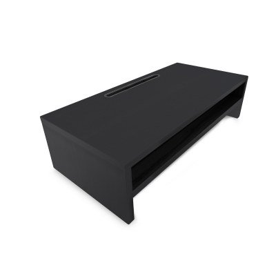 Soporte elevador mesa monitor portatil phoenix madera 2 alturas organizador de cables color negro