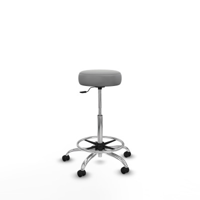 Tolosa giratorio similpiel gris claro base cromada ruedas engomadas 50mm aro cromado