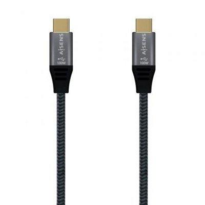 AISENS CABLE USB 3.2 GEN2X2 ALUMINIO 20GBPS 5A 100W E-MARK. TIPO USB-C M-USB-C M. GRIS. 2.0M