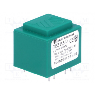Transformador Encapsulado Salida 12Vac+12Vac 2,5VA Entrada 230Vac