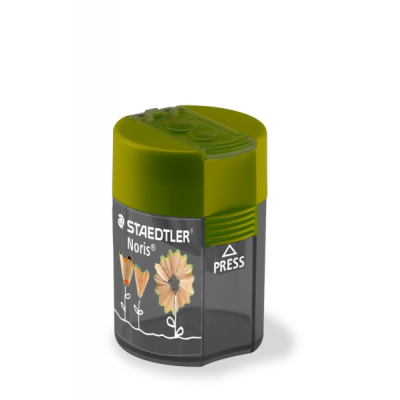 Staedtler 512 F Sacapuntas de 2 Orificios con Deposito - Para Lapices de 8.2mm y 10.2mm - Color Verde