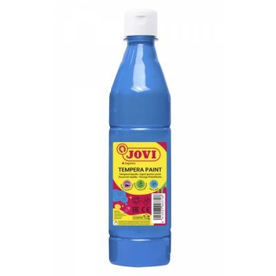 Jovi Tempera Paint Tempera Liquida 500ml - Base Agua - Lista para Usar - Alto Poder Cubriente - Secado Rapido - Excelente Fluidez - Adherencia en Multiples Superficies - Color Azul Cyan