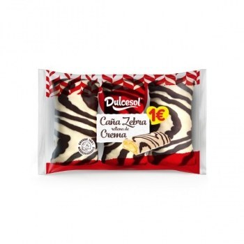 Dulcesol Caña Zebra Rellena de Crema 3U 153Grs