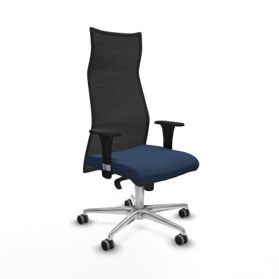 Albacete malla XL sincro malla negra similpiel azul marino brazos 1D base aluminio ruedas 65mm engomadas