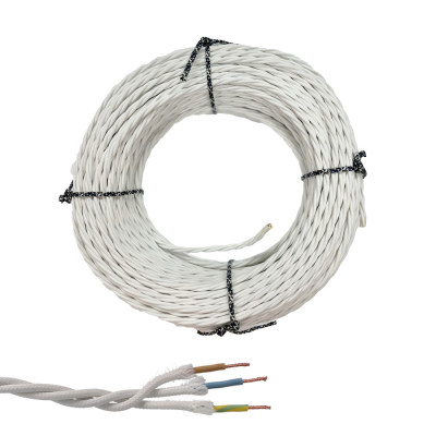Cable paralelo textil trenzado h05v-k 3 g 1,00 mm² blanco euro/m