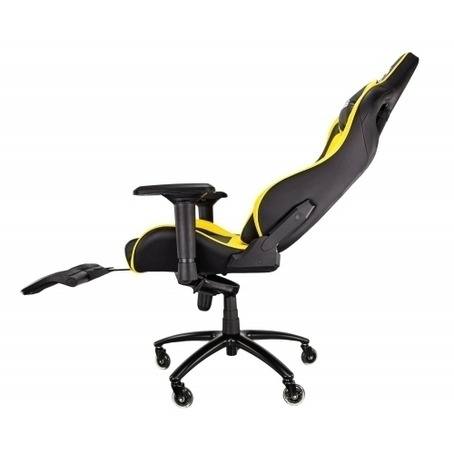 Talius silla Caiman V2 gaming black/yellow, reposapies, 4D, Frog, base metal, ruedas 75mm silicona