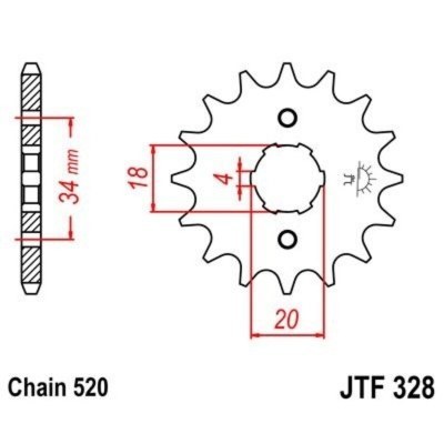 Piñón JT 328 de acero con 12 dientes JTF328.12