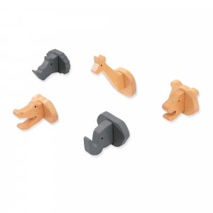 Set de 5 colgadores infantiles de animales madera/antracita · Animals H190-M9558