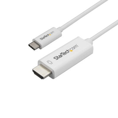 Cable de 1m USB C a HDMI - Cable Adaptador de Vídeo USB Tipo C a HDMI 2.0 4K de 60Hz - Compatible con Thunderbolt 3 - Portátil a Monitor HDMI - Modo Alt DP 1.2 HBR2 - Blanco