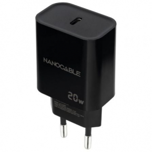 Nanocable Cargador pared USB-C PD 20W Negro