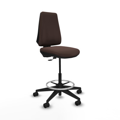 Taburete Elche CP similpiel marrón oscuro base piramidal ruedas 65mm nailon