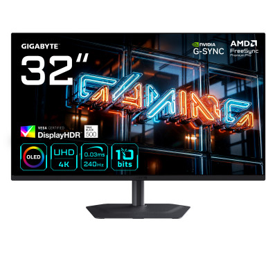 MO32U24 Monitor Gaming OLED 32 4K UHD - 3840 x 2160, 240Hz, 0.03ms, 300 cd/m², G-Sync Compatible, FreeSync Premium Pro, Display HDR True Black 500, HDMI 2.1, DisplayPort 1.4