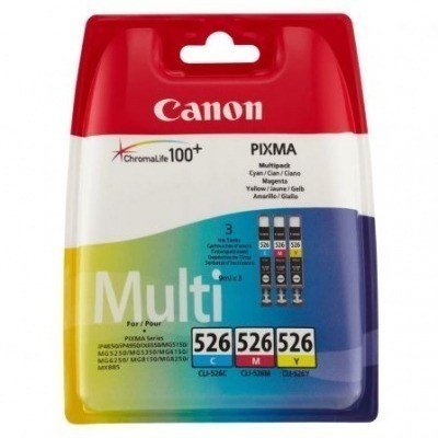 Canon CLI526 Pack de 3 Cartuchos de Tinta Originales - Cian, Magenta, Amarillo - 4541B009
