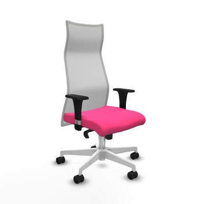Albacete malla sincro malla blanca similpiel rosa brazos 1D base blanca ruedas 65 mm nailon