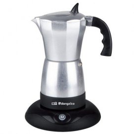 Cafetera italiana eléctrica Orbegozo KFE660, 6 tazas, 480W, aluminio