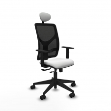 Piqueras y Crespo Motilla traslack malla negra bali blanco brazos 1D base piramidal cabecero fijo ruedas 65mm nailon