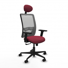 Piqueras y Crespo Zulema sincro malla gris bali granate brazos 2D base nailon cabecero fijo ruedas 65mm nailon