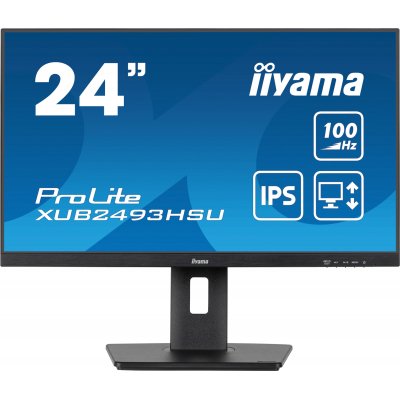 61cm/24 (1920x1080) iiyama ProLite XUB2493HSU-B7 16:9 FHD IPS 1ms 100Hz HDMI DP Speaker Pivot Black