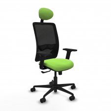 Piqueras y Crespo Zulema sincro malla negra bali pistacho brazos 2D base nailon cabecero fijo ruedas 65mm nailon