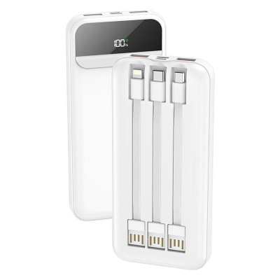 Bater?a Externa Universal Power Bank 10.000 mAh Carga R?pida 22.5W (3 cables) Blanco