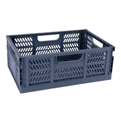 Caja de Plástico Apli Up North Plegable y Apilable - Tamaño 43x29x16cm - Color Azul Grisáceo