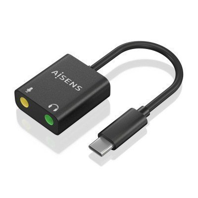 Aisens - Conversor Usb-C A Audio 48Khz, Usb-C/M-2Xjack 3.5/H, Negro, 1