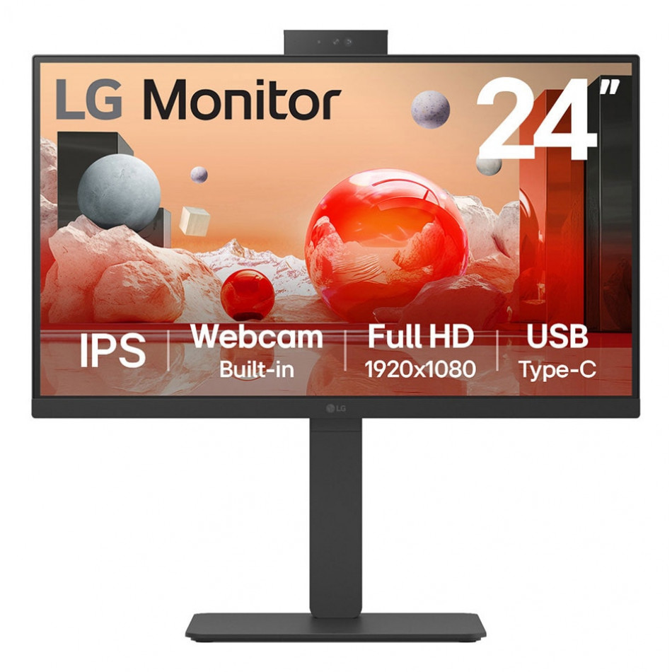 Monitor Profesional LG 24BA850-B 23.8"/ Full HD/ Webcam/ Multimedia/ Negro