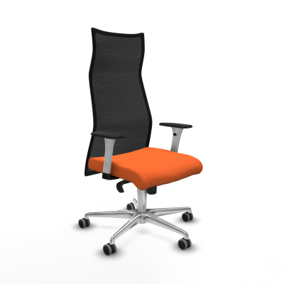 Albacete malla sincro malla negra bali naranja brazos blancos base aluminio ruedas 65mm engomadas