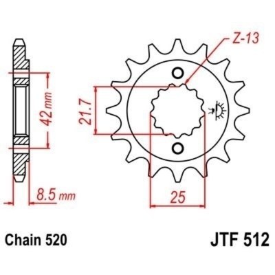 Piñón con goma anti-ruido JT SPROCKETS acero 512 - 520 JTF512.16RB