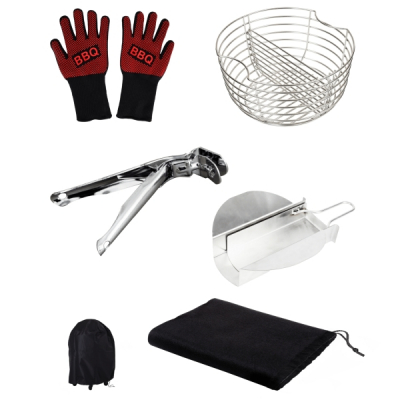 Set de accesorios Cecotec DragonPack 6600 L - Pinzas y Guantes | Cubierta protectora | Canasta carbón | Recolector ceniza