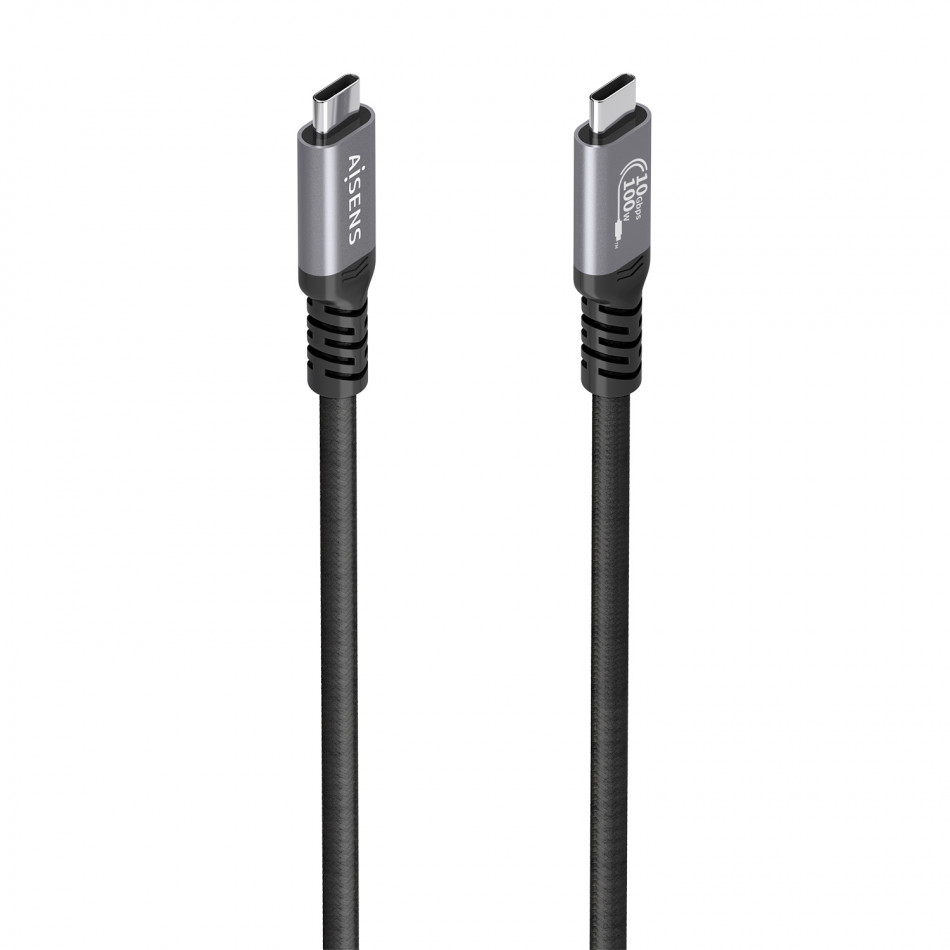 AISENS - CABLE USB 3.2 GEN2 ALUMINIO 10GBPS 8K@30HZ 5A 100W E-MARK, TIPO USB-C/M-USB-C/M, NEGRO, 5.0M