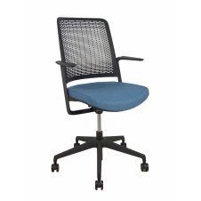 Piqueras y Crespo Silla WithMe negra asiento blazer azul petróleo