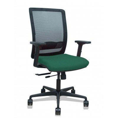 Silla Haches traslack malla negra asiento bali verde botella brazos 2D ruedas 65mm