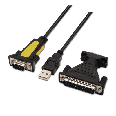 Aisens - Conversor Usb A Serie, Tipo A/M-Rs232 Db9/M Db25/M, Negro, 1.