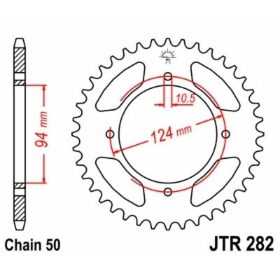 Corona JT SPROCKETS acero estándar 282 - Paso 530 JTR282.34