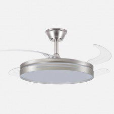 Ventilador Dc 59w Micenas Niquel 4asp.transp.106d 6velocidades 6980lm 3colores Remoto,reg.intensidad,memoria Y Temporizador 26