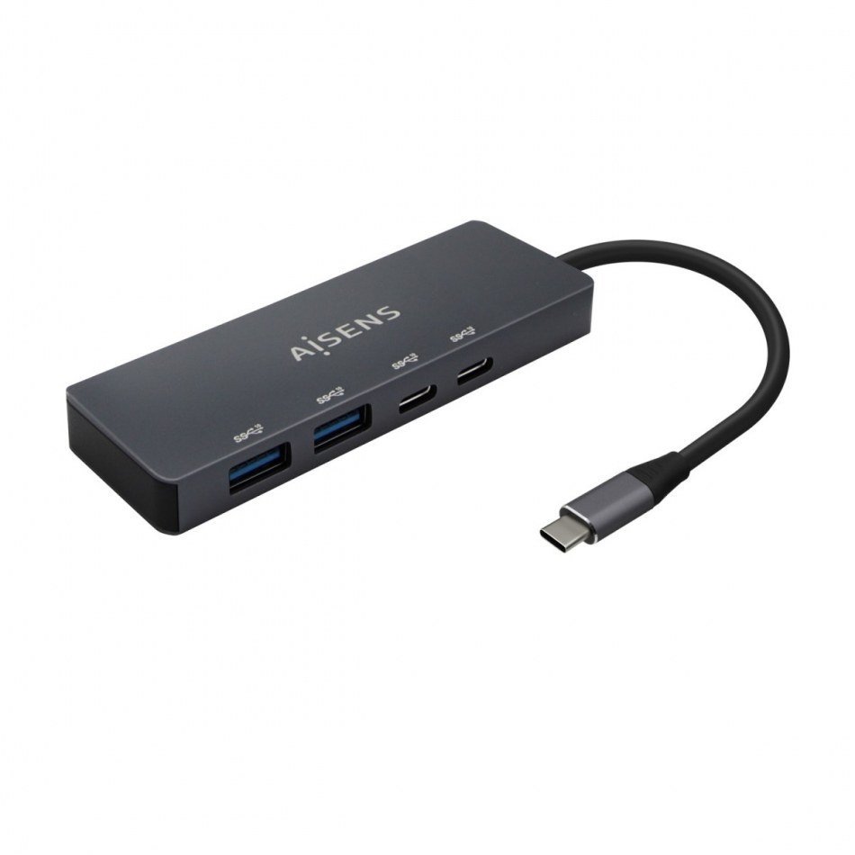 AISENS - HUB USB 3.2 GEN1 5G USB-C, USB-C/M-2xUSB-C/H-2xUSB-A/H, GRIS, 15CM