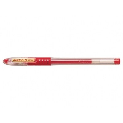 Pilot Boligrafo de Gel G1 Grip - Recargable - Grip de Goma - Punta de Bola 0.7mm - Trazo 0.32mm - Cuerpo Transparente - Color Rojo