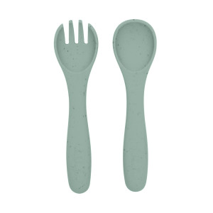 Juego de cuchara y tenedor Platinum Silicone Sage