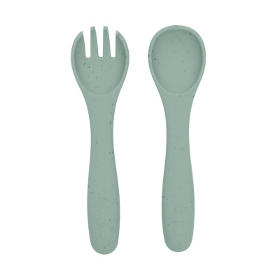 Juego de cuchara y tenedor Platinum Silicone Sage