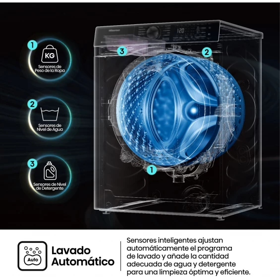 Lavadora Hisense WF1Q8041BT, 8 kg, 1400 rpm, clase A-20%, gris - imagen 10