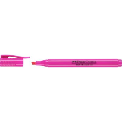 Faber-Castell Textliner 38 Marcador Fluorescente - Cuerpo Fino - Punta Biselada - Trazo Grueso y Fino - Tinta con Base de Agua - Color Rosa