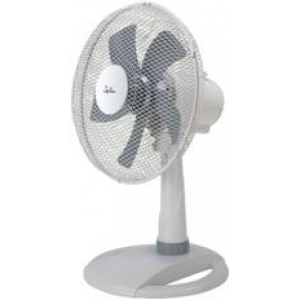Ventilador de sobremesa Jata JVVM3026, 34 cm, 45W, 3 velocidades, oscilación automática, cabezal inclinable, rejilla metal protectora, 56dB, base estable, blanco