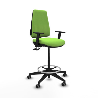 Taburete Elche AS bali pistacho brazos 1D base piramidal ruedas 65mm engomadas