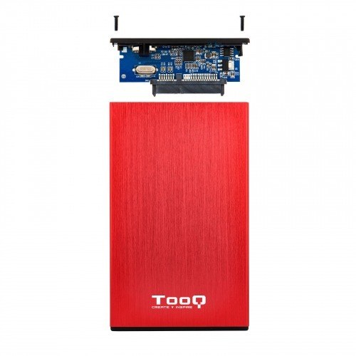 Caja externa tooq tqe - 2527r para hdd 2.5pulgadas 9.5mm sata 3 usb 3.2 rojo