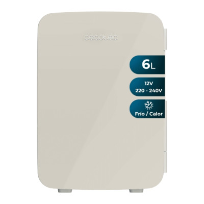 Cecotec Bolero MiniCooling 6L Bahamas Beige Mini Frigorifico Portatil - Capacidad 6L - 12V/220V - Temperatura Regulable - Enfria hasta 5ºC - Funcion Calentamiento hasta 65ºC - Color Beige