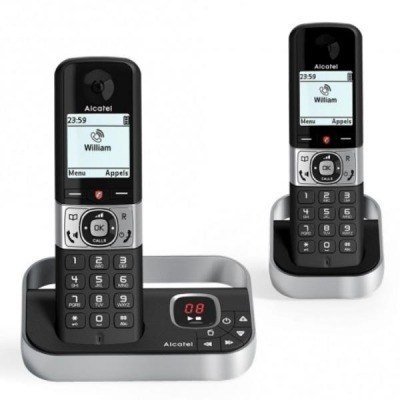 F890 Voice Duo zwart Teléfono DECT Identificador de llamadas Negro, Plata