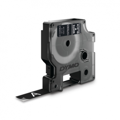 D1 - Etiquetas Durable - Blanco sobre negro - 12mm x 3m